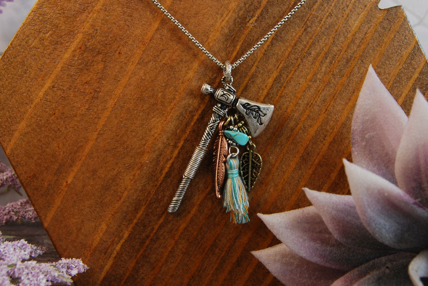 Silver Ornate Axe Pendant Necklace