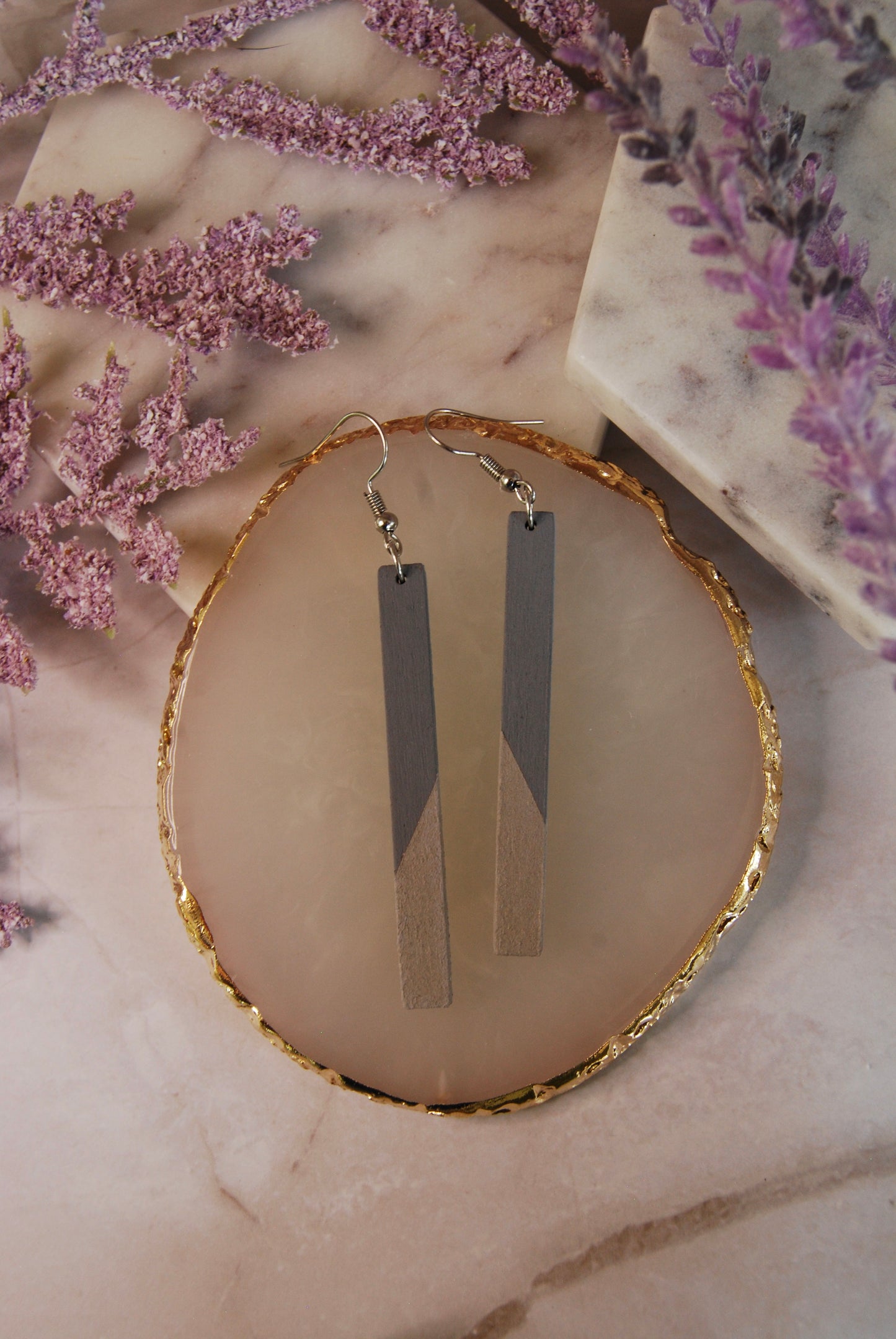 Hand Painted Rectangle Drop Earrings