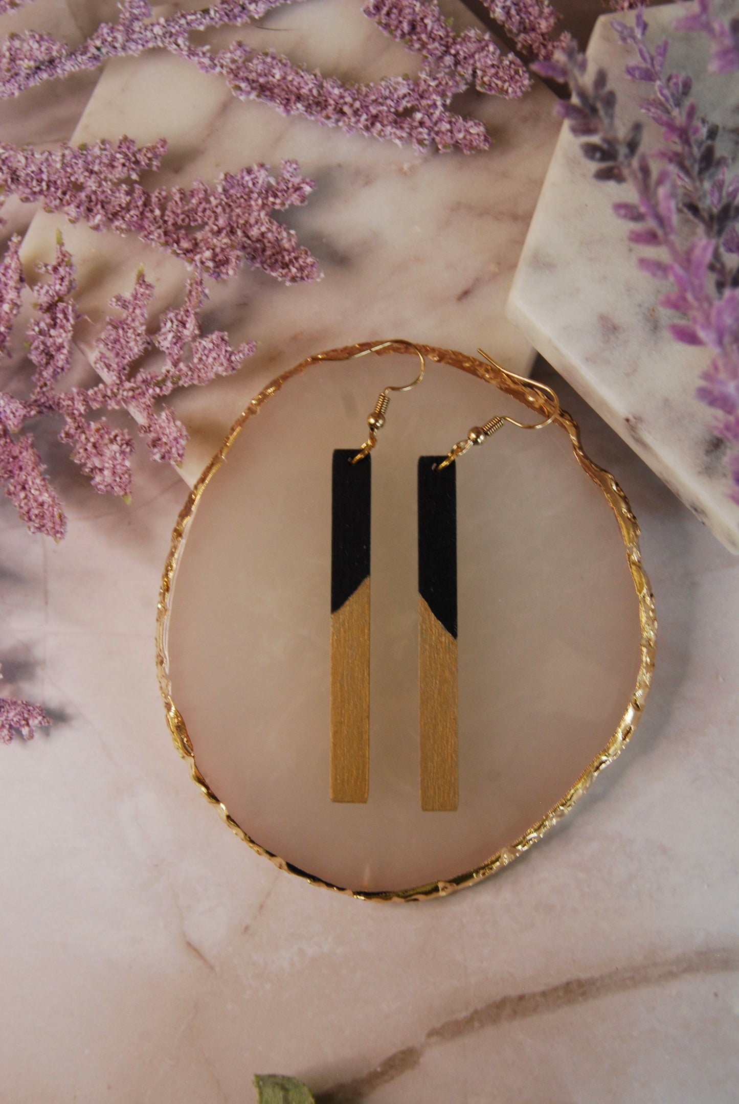 Hand Painted Rectangle Drop Earrings
