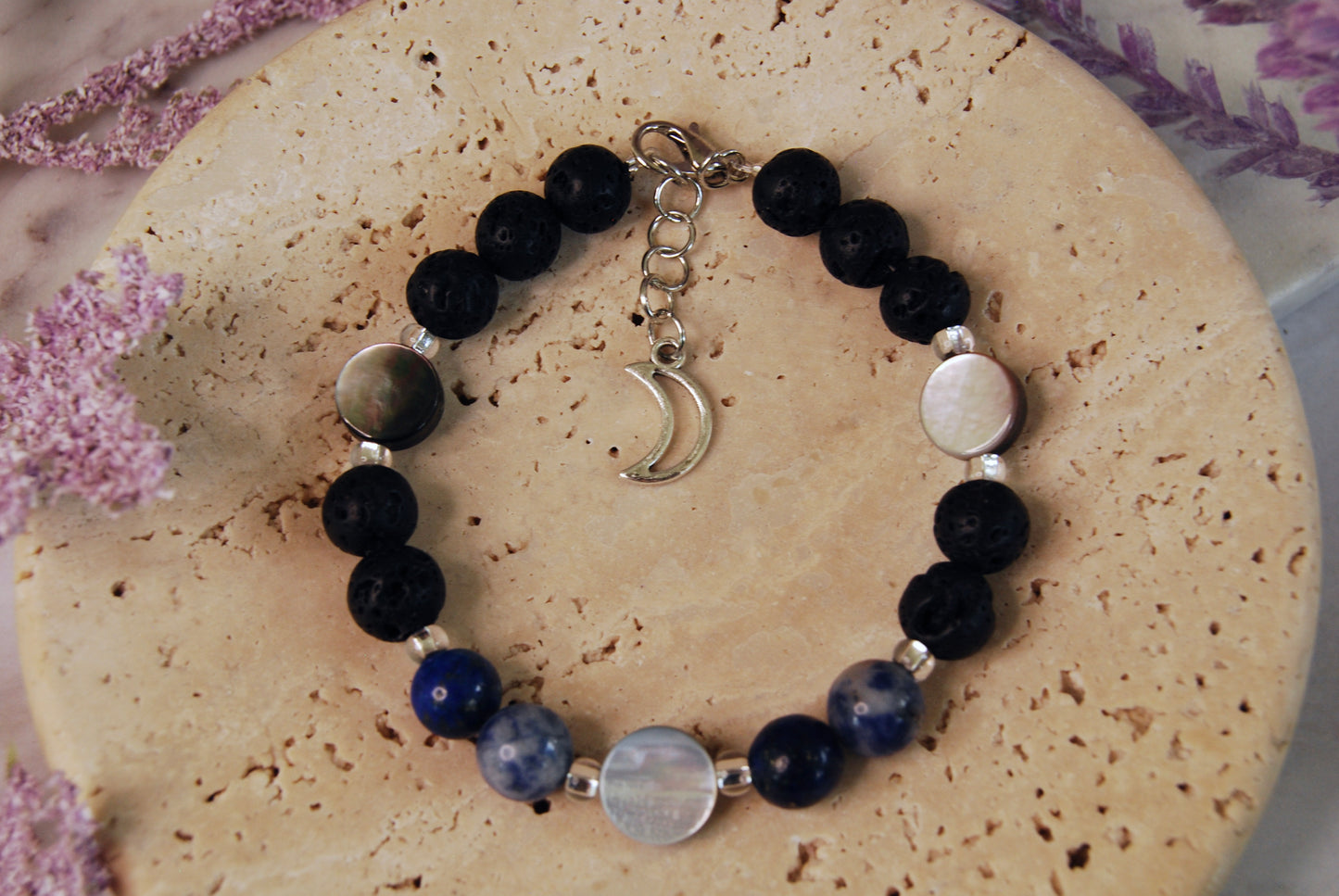 Silver Lava Stone Bracelets