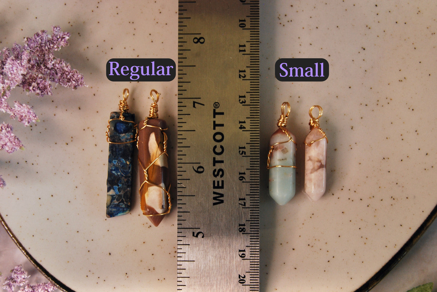 Mystery Gold Wrapped Stone Point Pendant