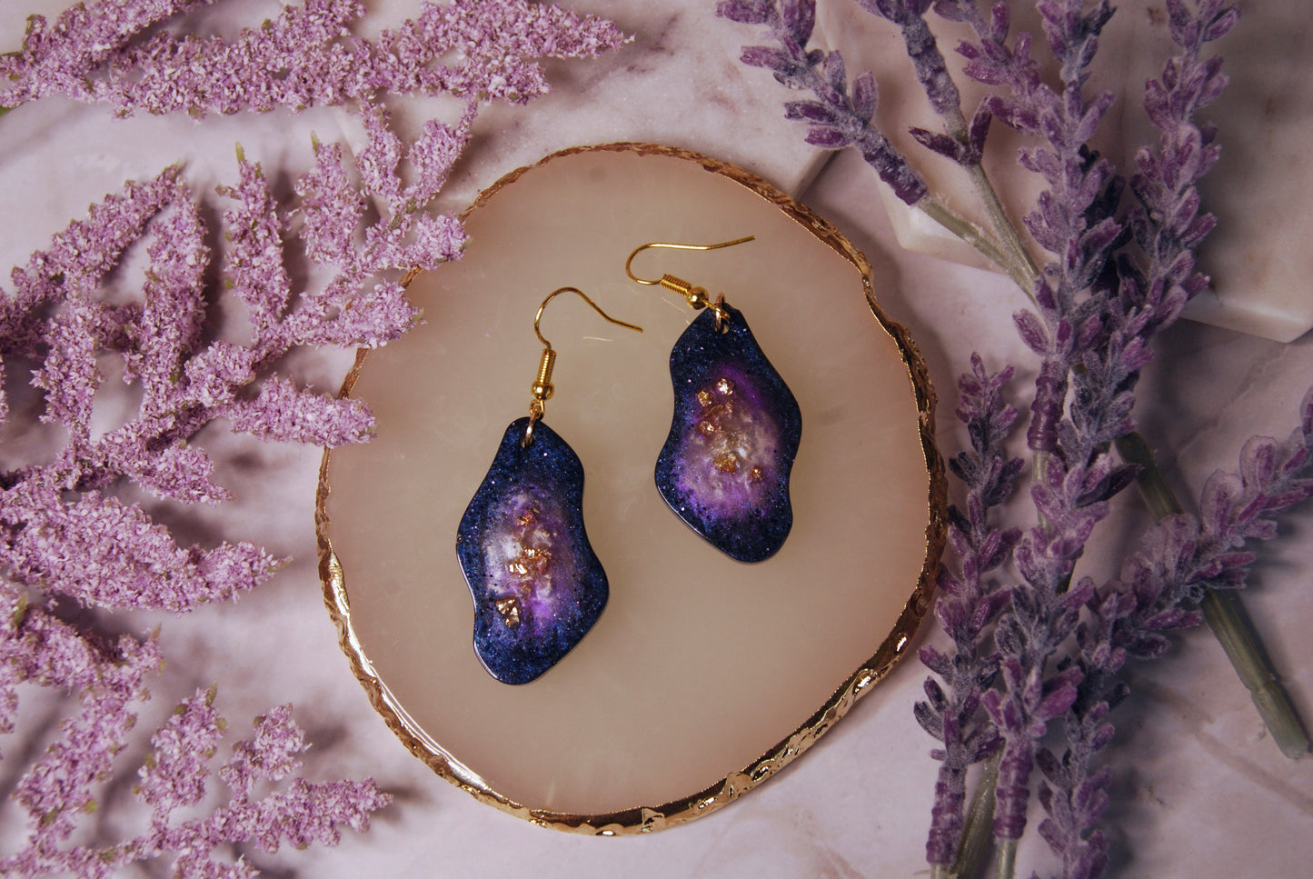 Faux Geode Agate Resin Earrings