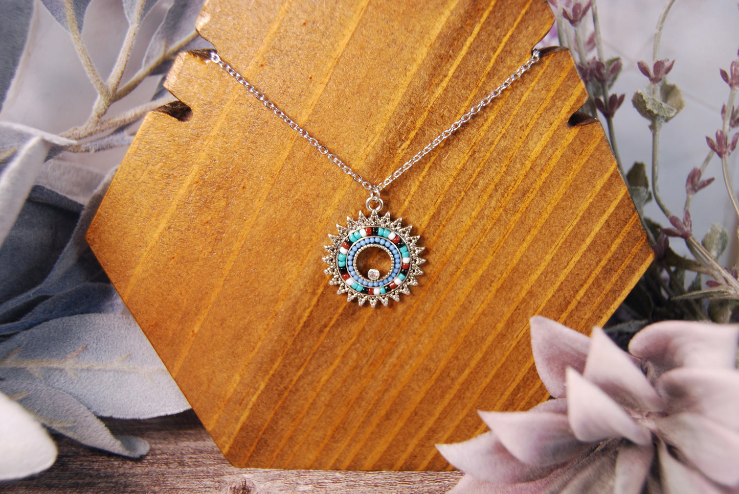 Round Beaded Pendant Necklace