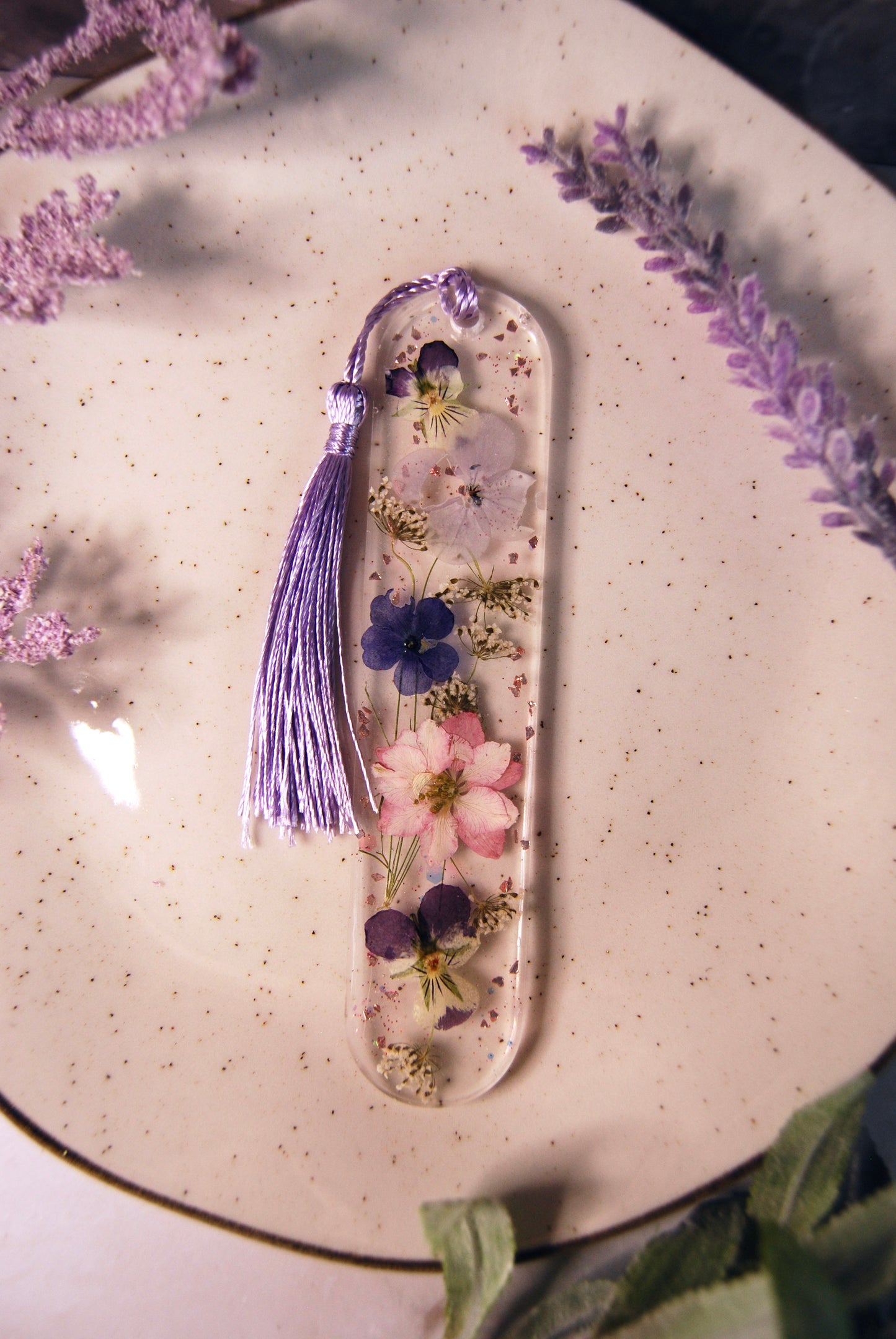 Lavender Tassel Floral Bookmark