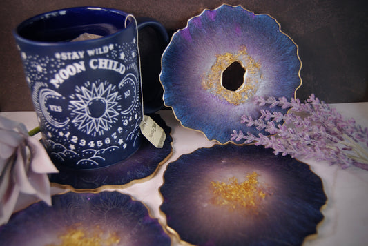 Large Purple Faux Geode Agate Coasters