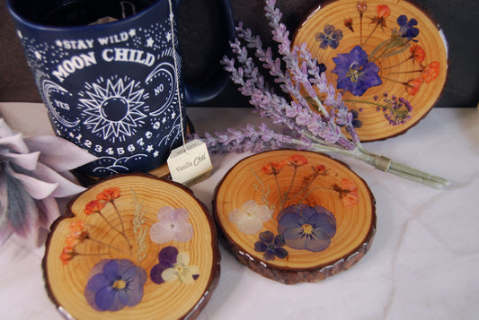 Purple and Peach Floral Coasters