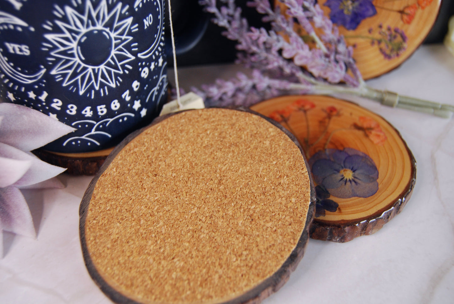Purple and Peach Floral Coasters