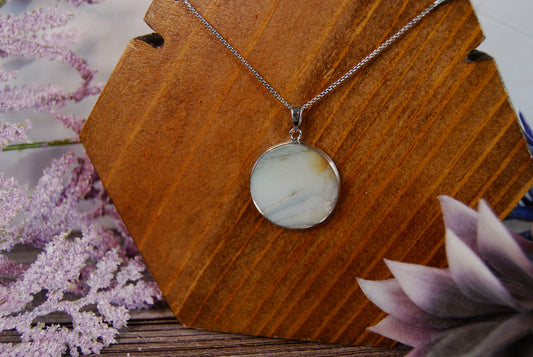 Amazonite and Silver Circle Pendant Necklace