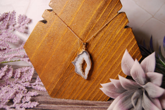 Window Agate Geode Pendant Necklace