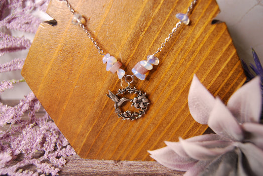 Chip Beaded Humming Bird Necklace