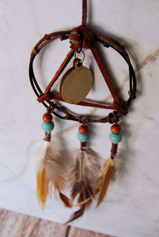 Small Brown Ocean Charm Triangle Weave Dream Catcher