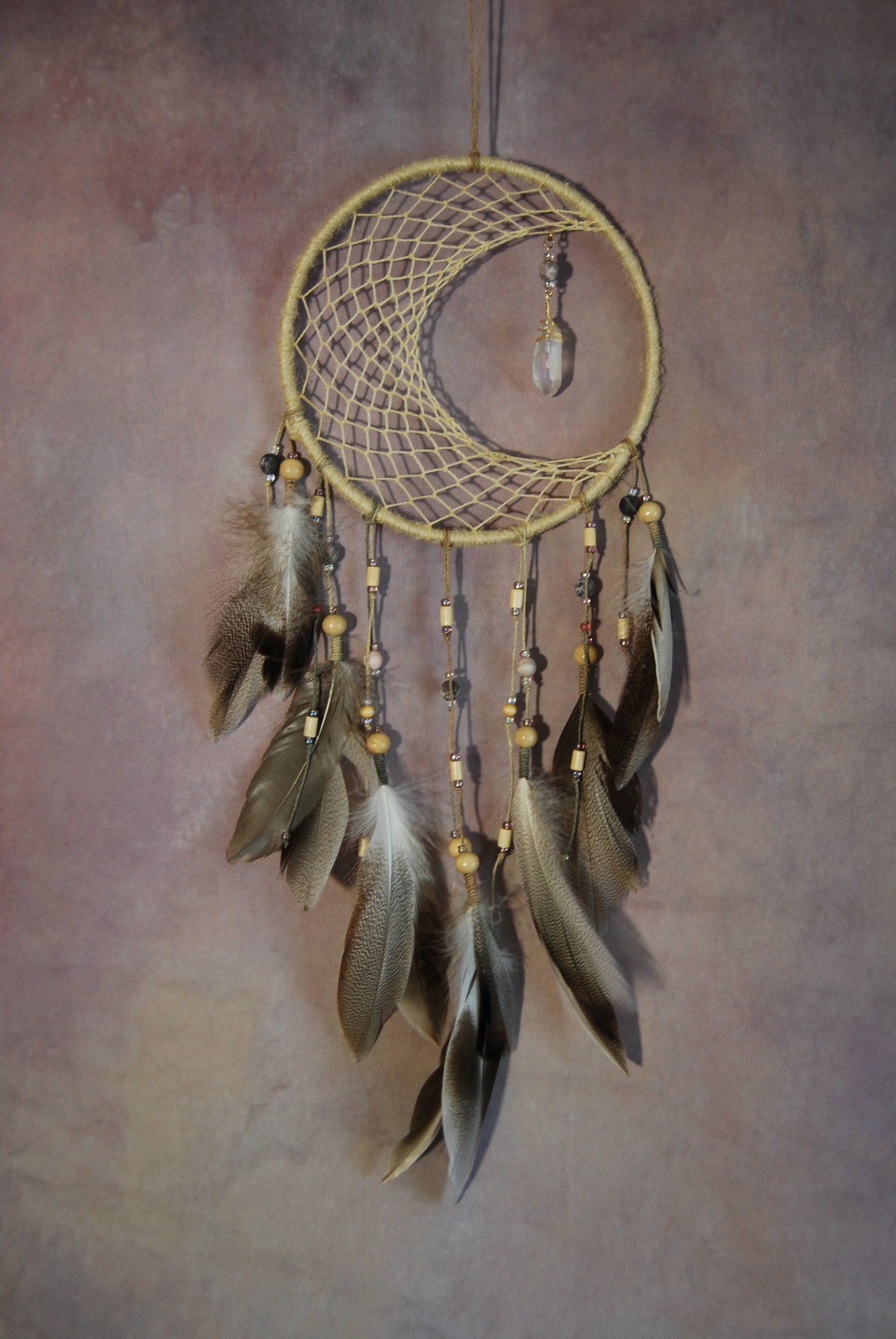 Medium Moon Weave Dream Catcher with Feathers