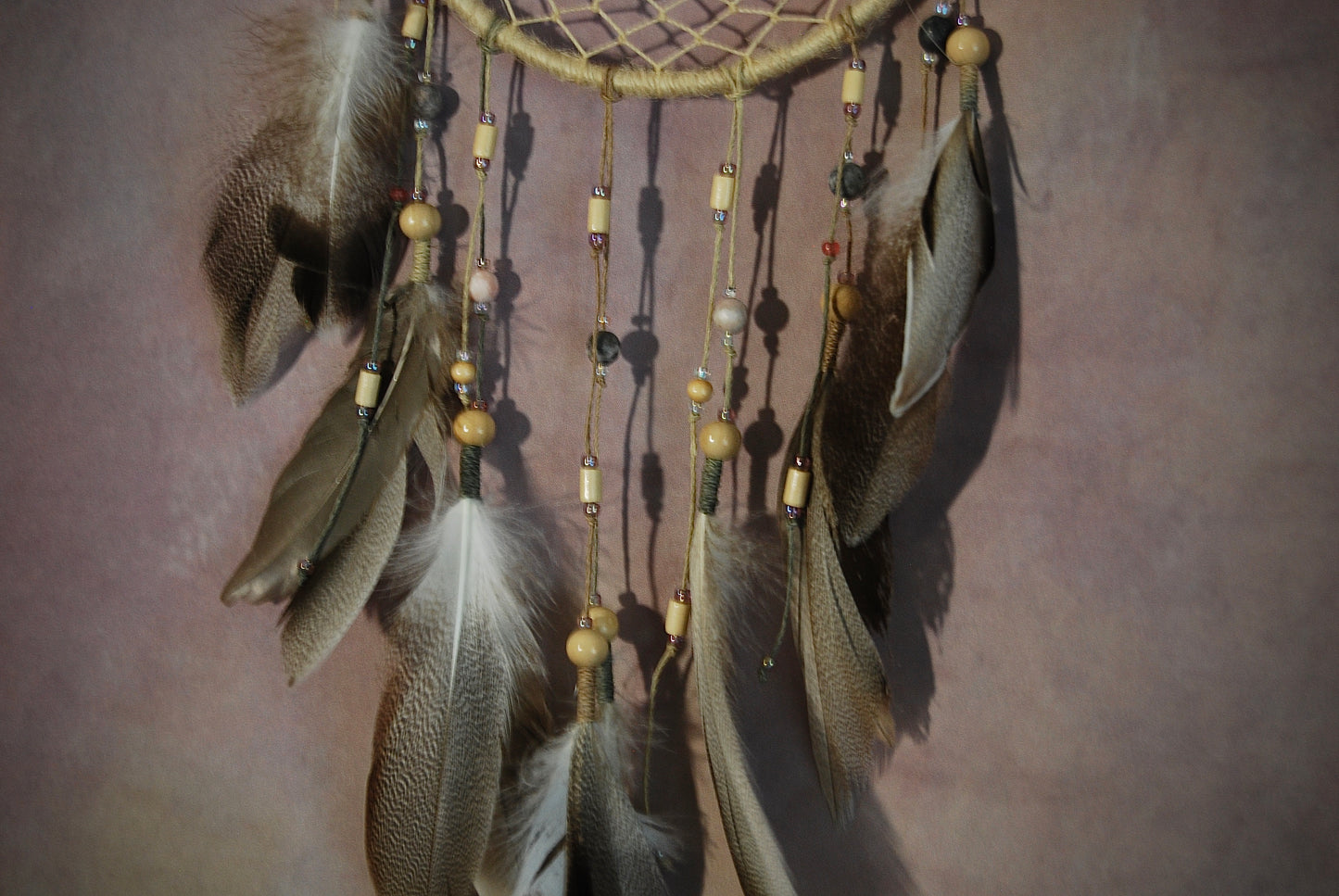 Medium Moon Weave Dream Catcher with Feathers