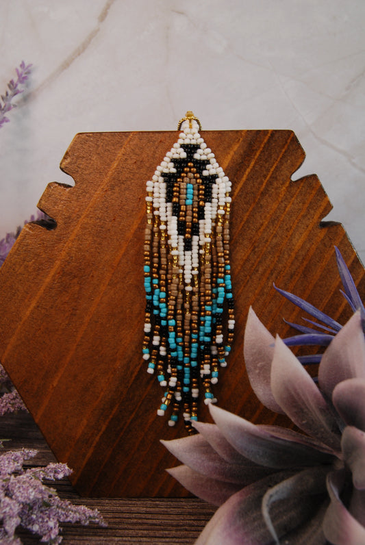 Western Pattern Beaded Fringe Necklace