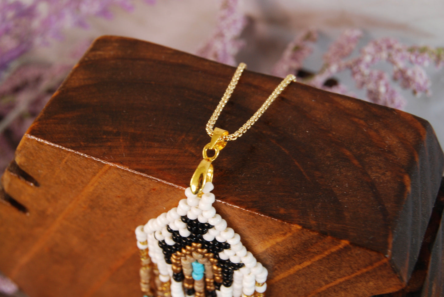 Western Pattern Beaded Fringe Necklace