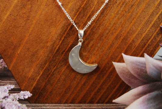 Silver and Stone Moon Necklace