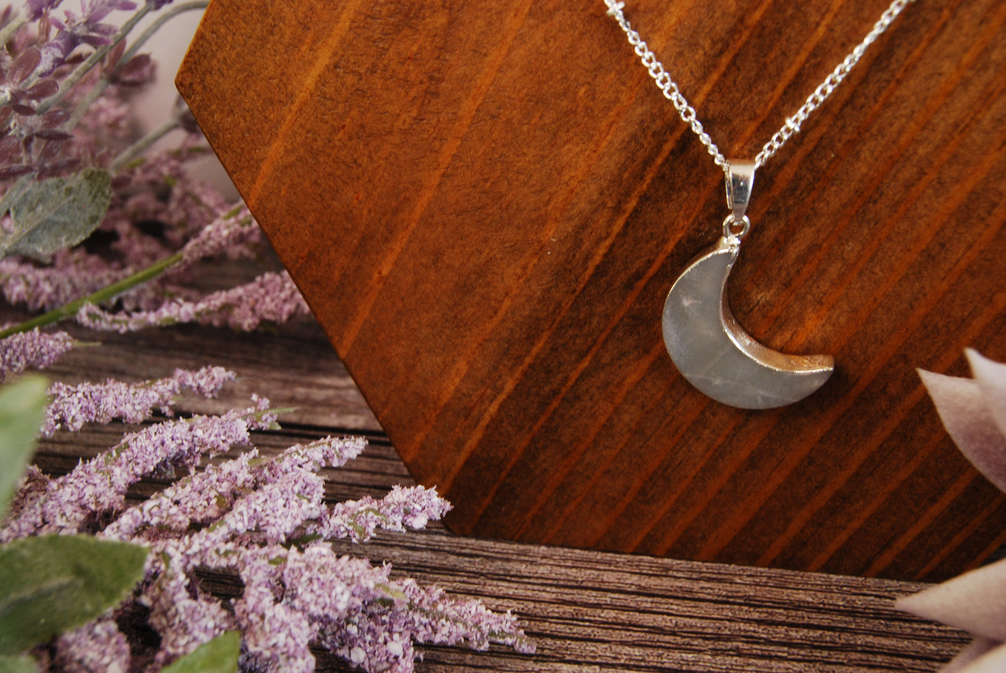 Silver and Stone Moon Necklace