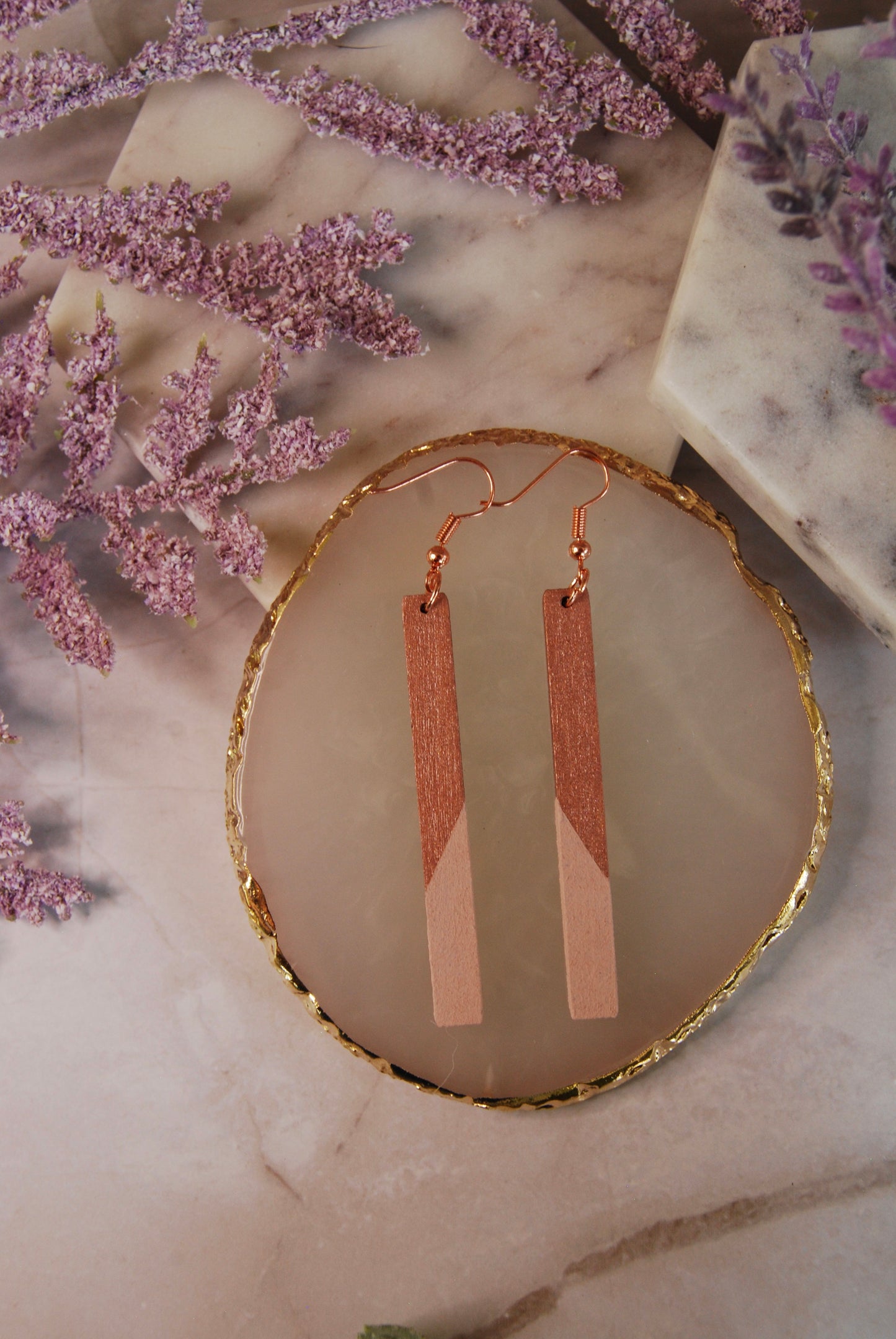 Hand Painted Rectangle Drop Earrings
