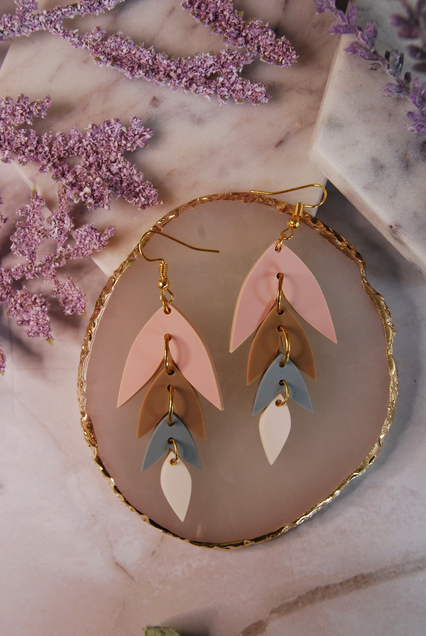 Acrylic Cascading Leaf Earrings