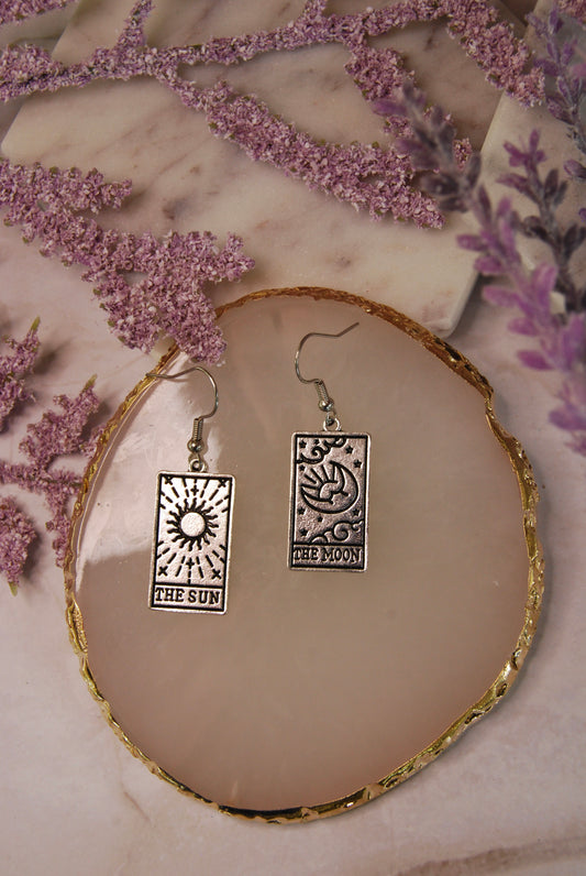 The Sun and The Moon Tarot Card Earrings