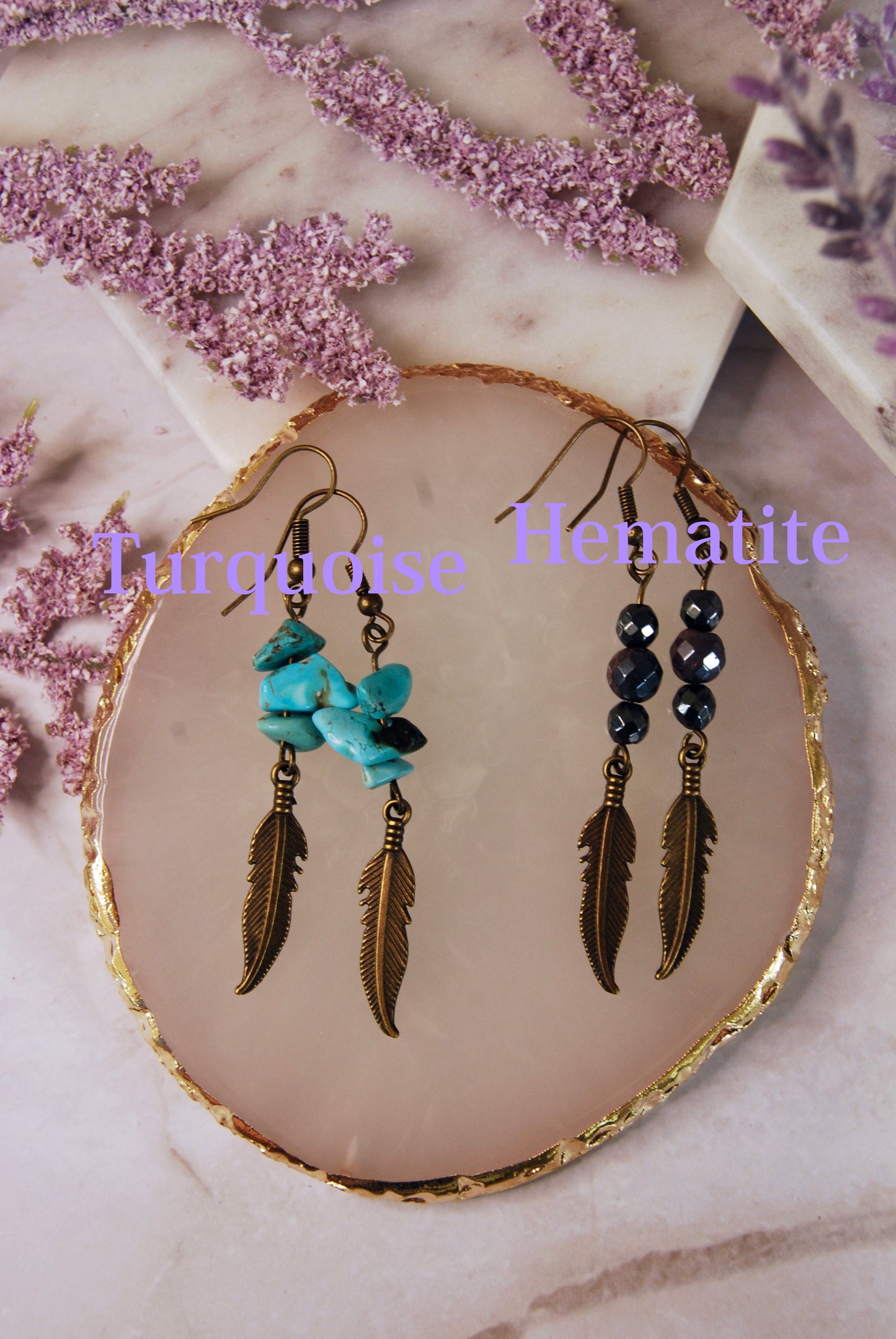 Beaded Small Feather Earrings