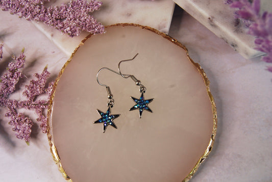 Stars with Blue Crystals Earrings