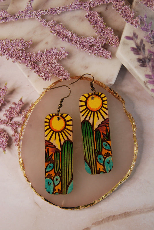 Hand Painted Western Landscape Earrings