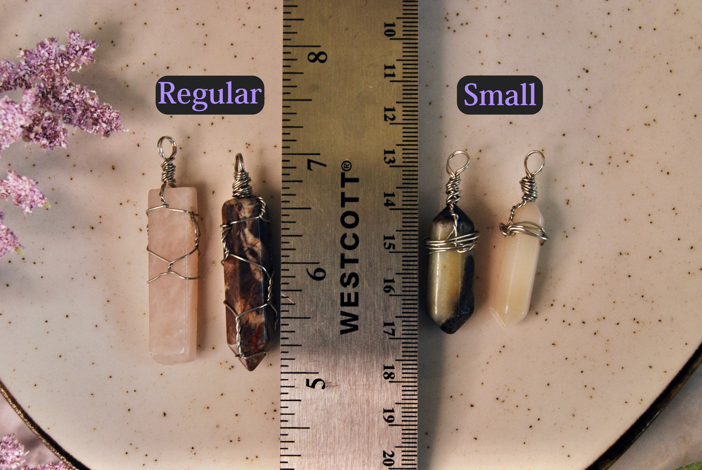 Mystery Silver Wrapped Stone Point Pendant