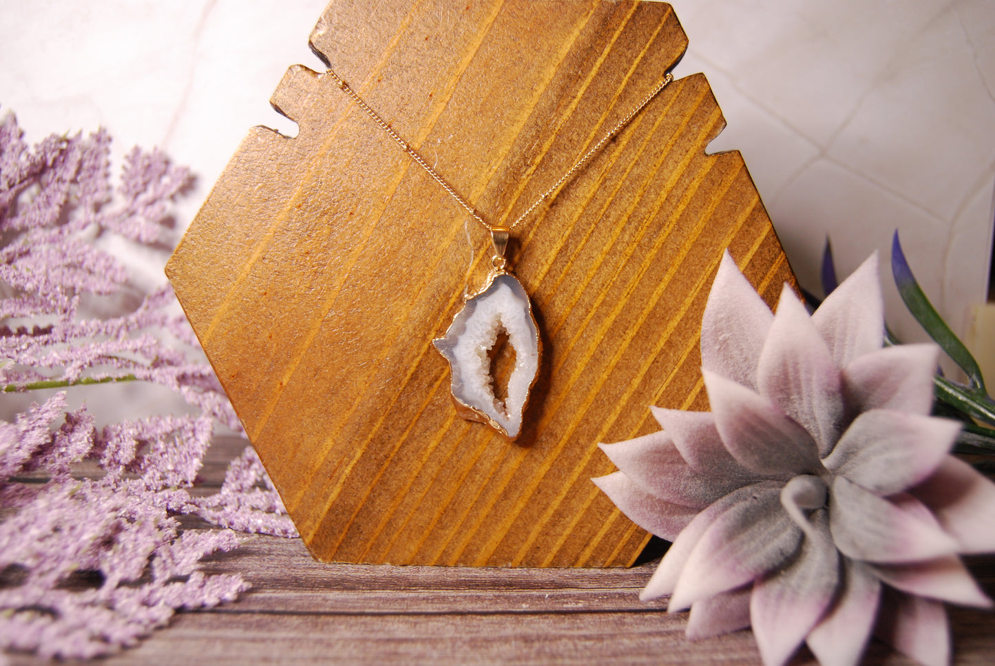 Window Agate Geode Pendant Necklace