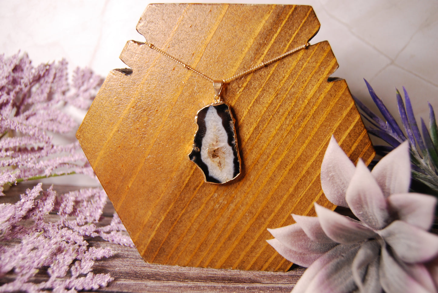 Window Agate Geode Pendant Necklace