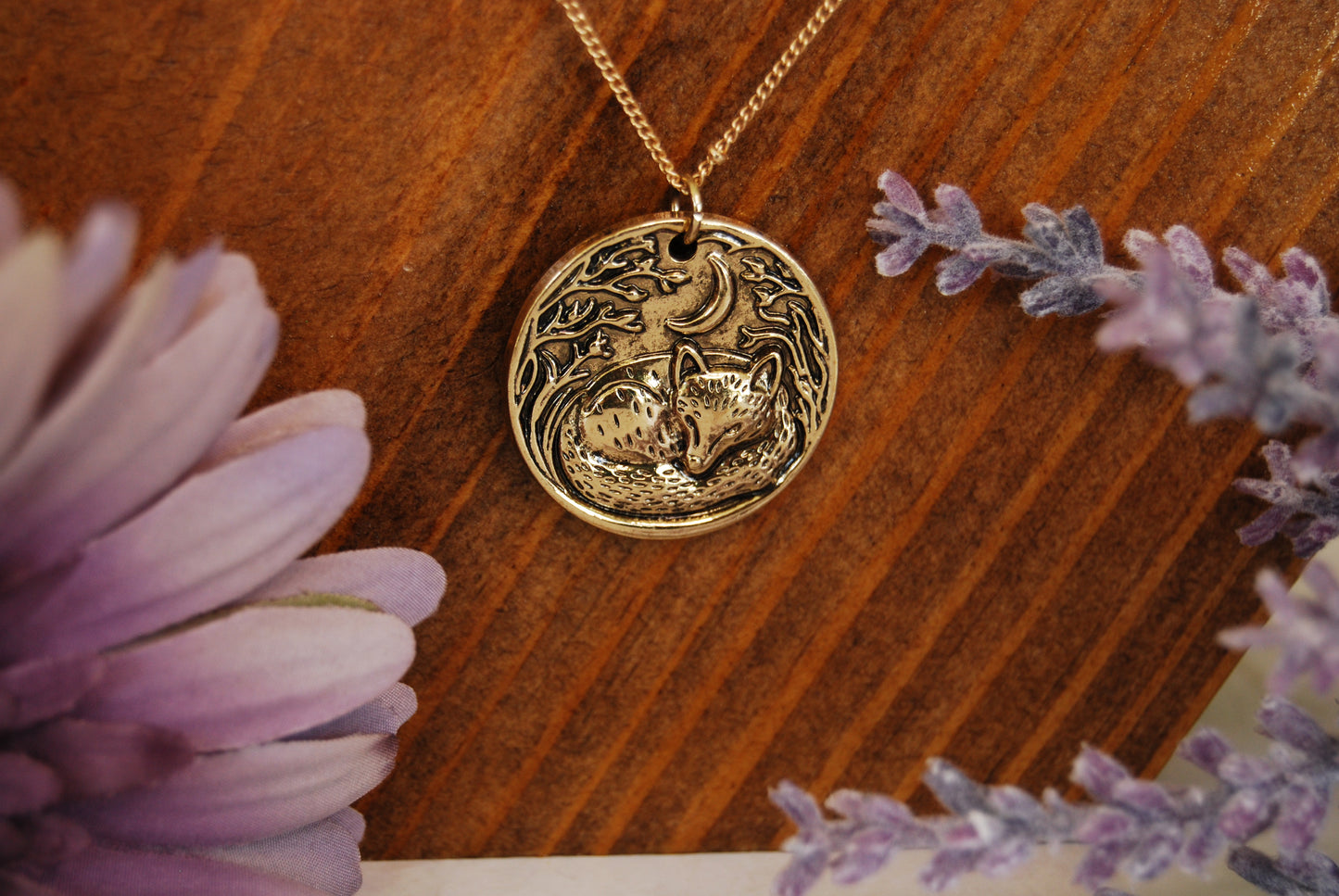 Sleeping Fox Pendant Necklace