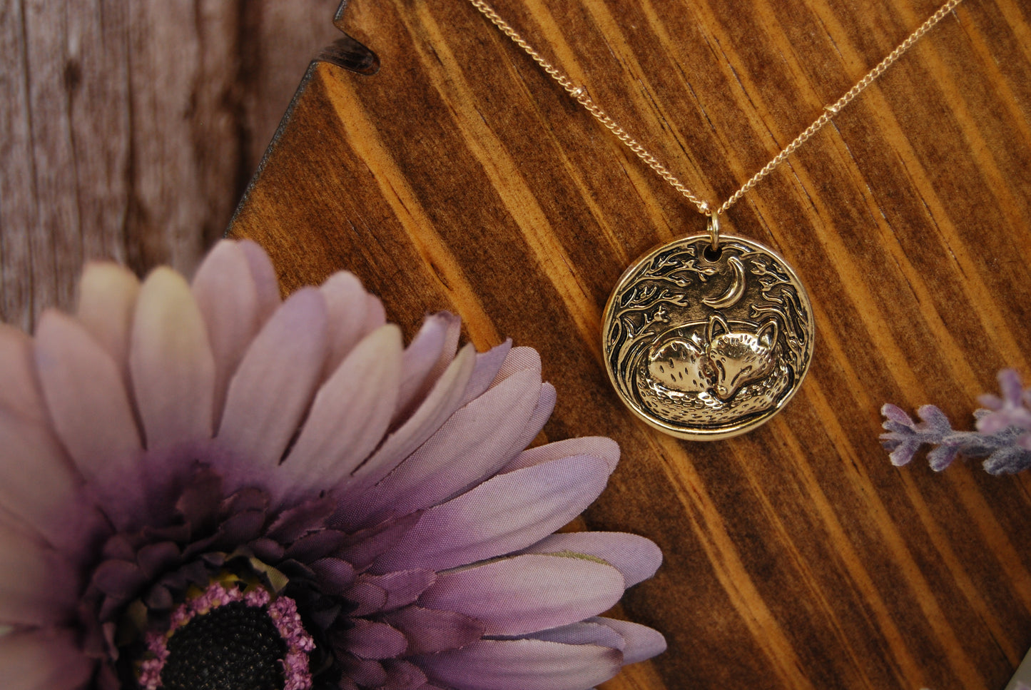 Sleeping Fox Pendant Necklace