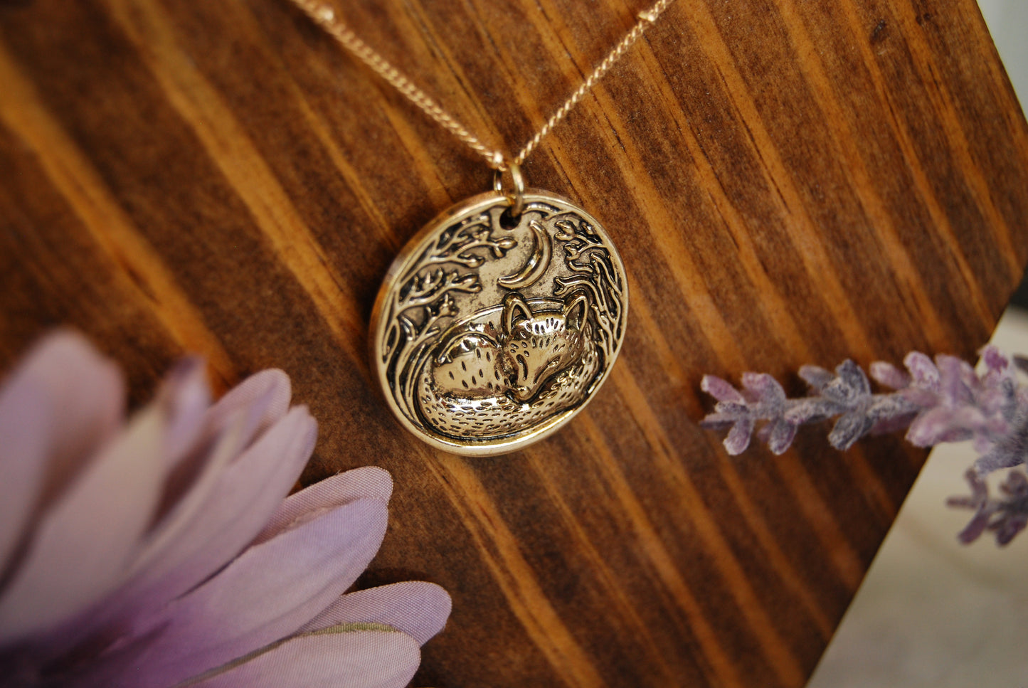 Sleeping Fox Pendant Necklace