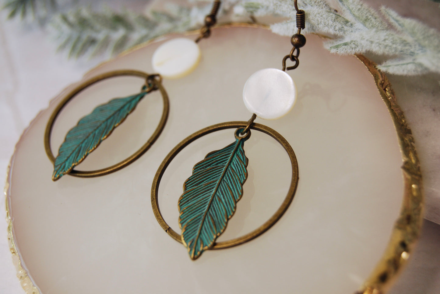 Leaf Hoop Earrings