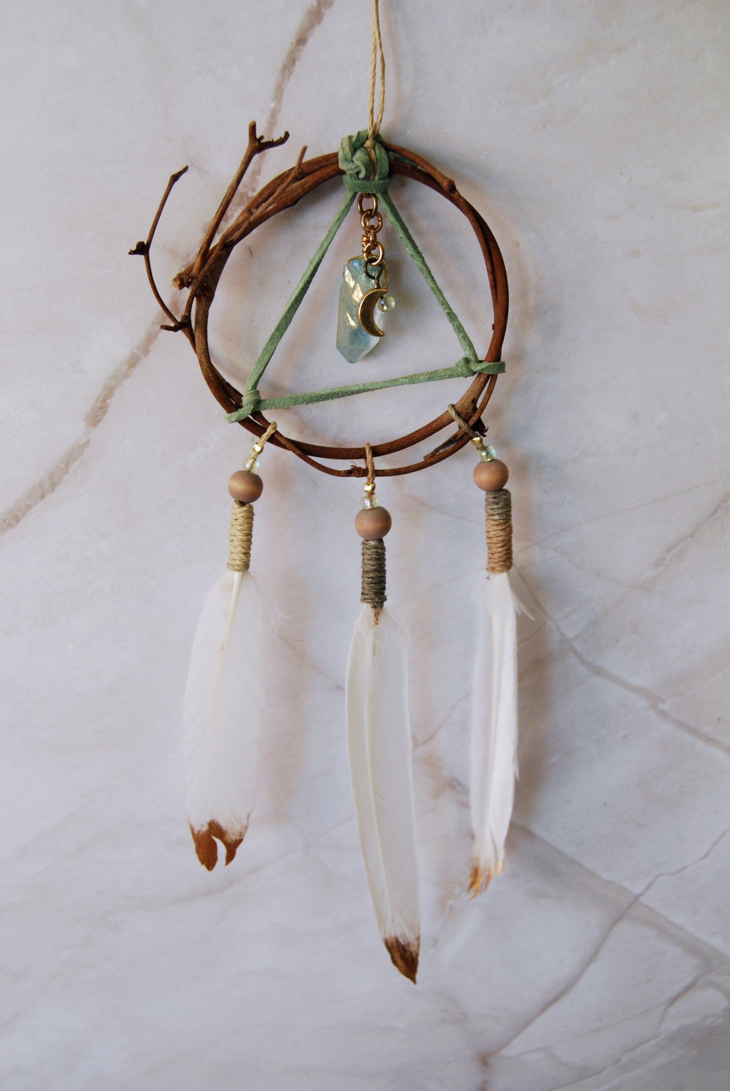 Small Green Triangle Weave Dream Catcher