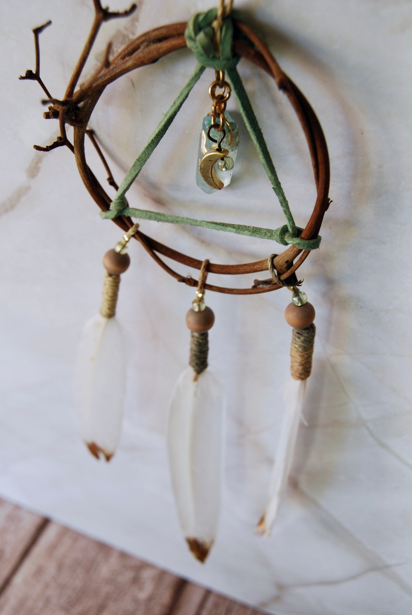 Small Green Triangle Weave Dream Catcher