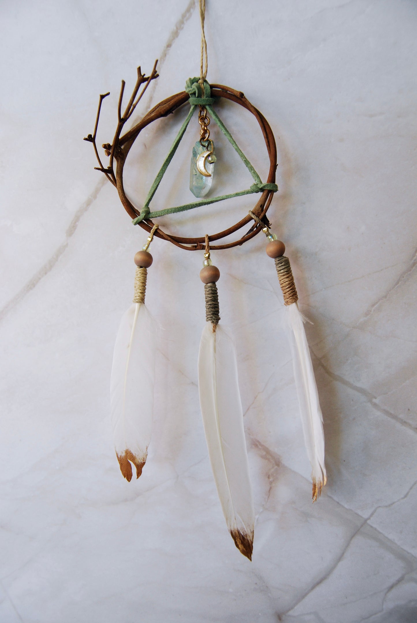 Small Green Triangle Weave Dream Catcher