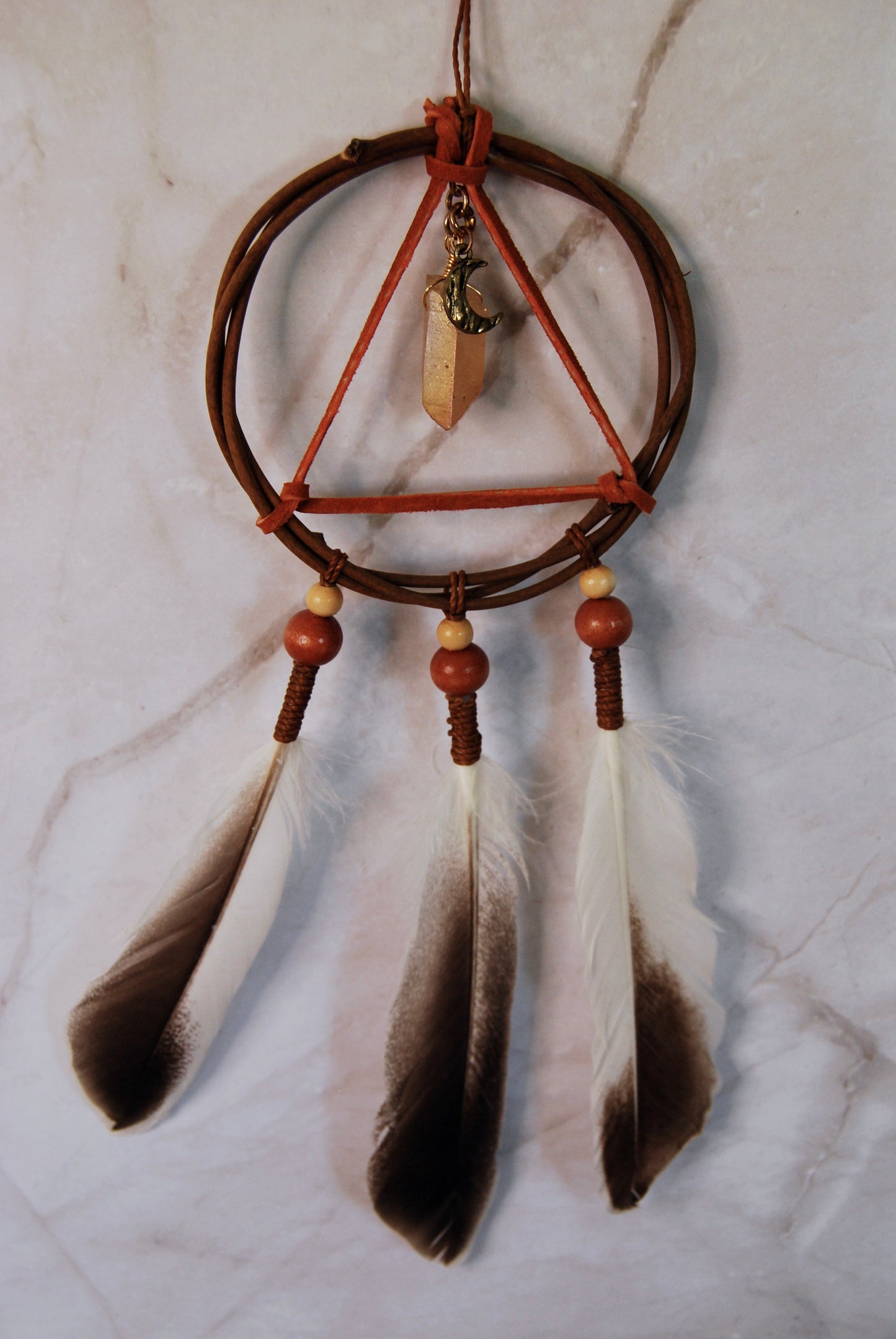 Small Sienna Brown Triangle Weave Dream Catcher