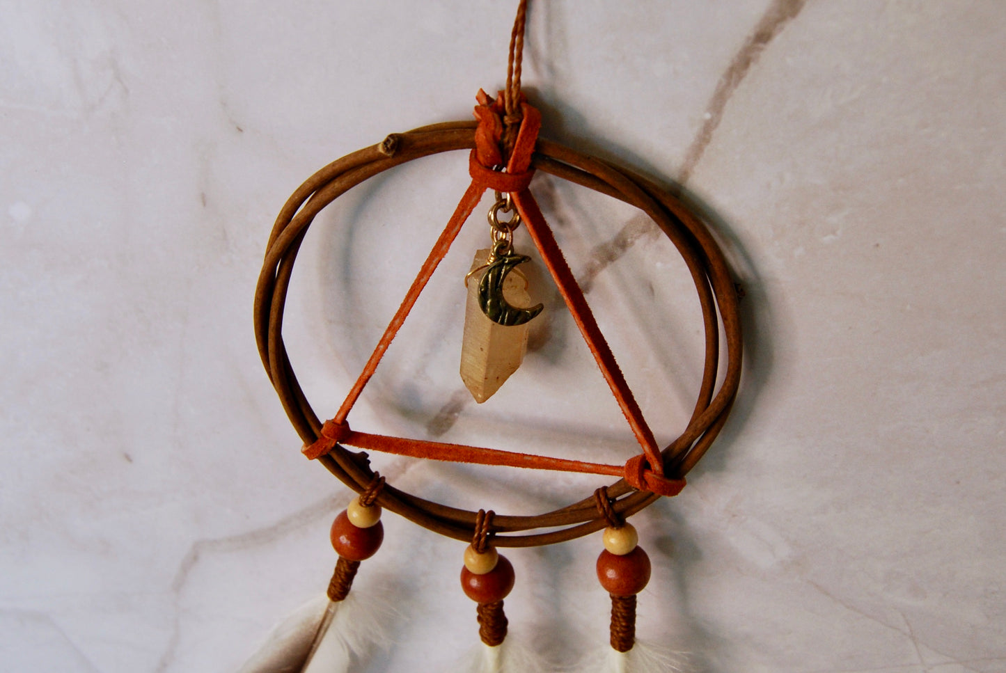 Small Sienna Brown Triangle Weave Dream Catcher