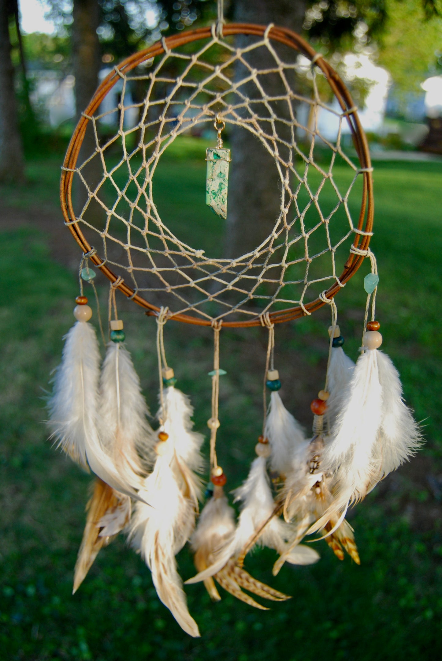 Medium Green Pendant Dream Catcher